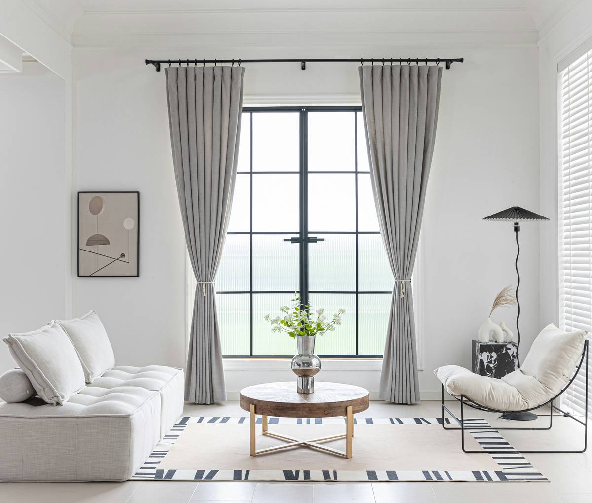 interior curtains for home on a covered patio with weighted hems and rust-resistant grommets