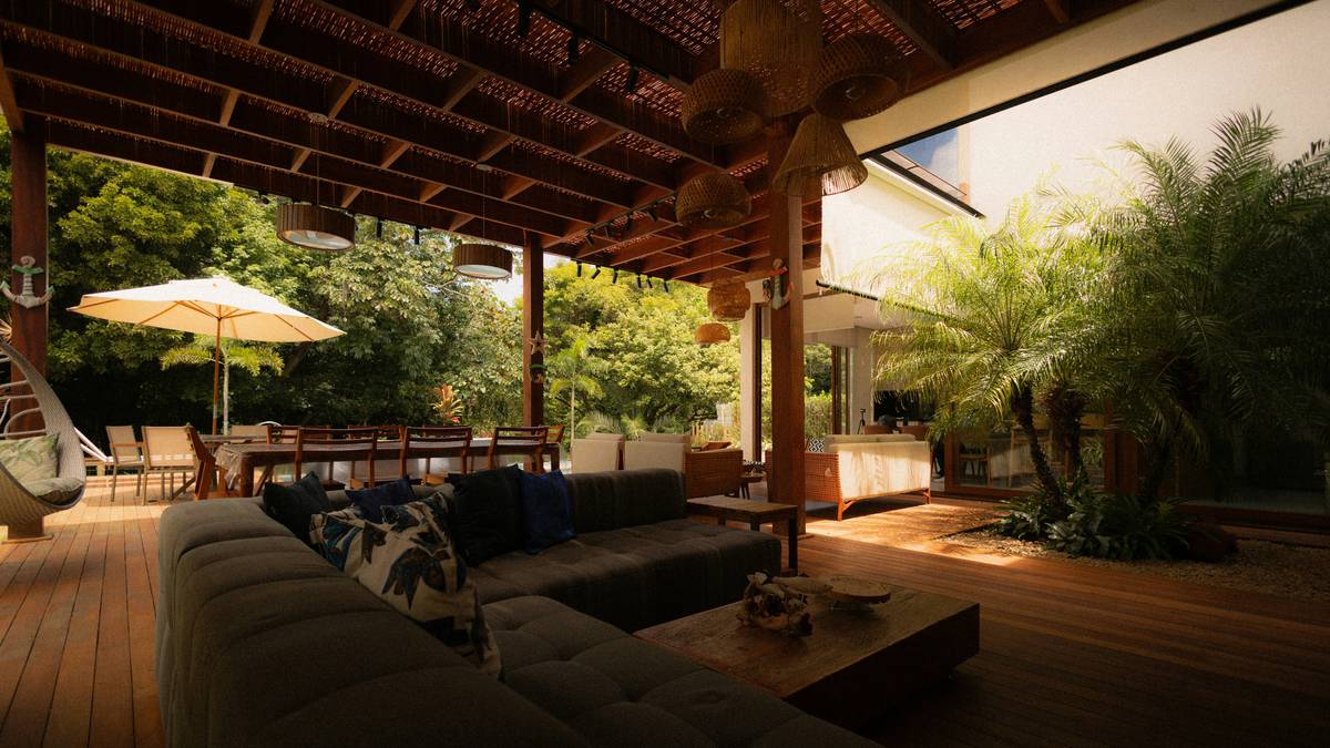 Curtains for new home on a covered patio with rust-proof track system and solution-dyed fabric panels